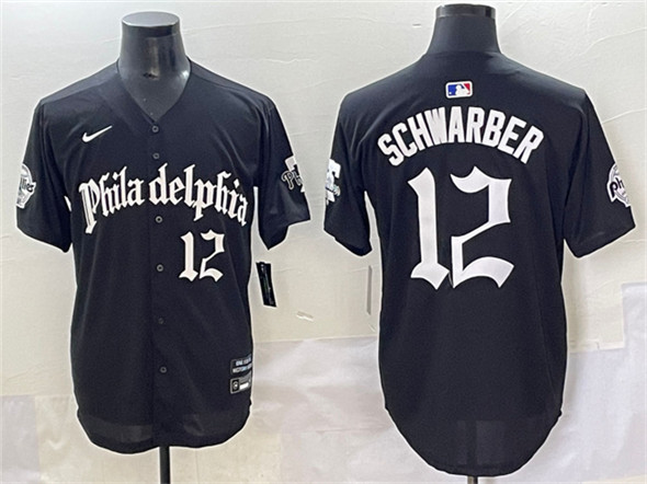 Philadelphia Phillies #12 Kyle Schwarber Black Gothic Vapor Limited Stitched Jersey - Zenithce