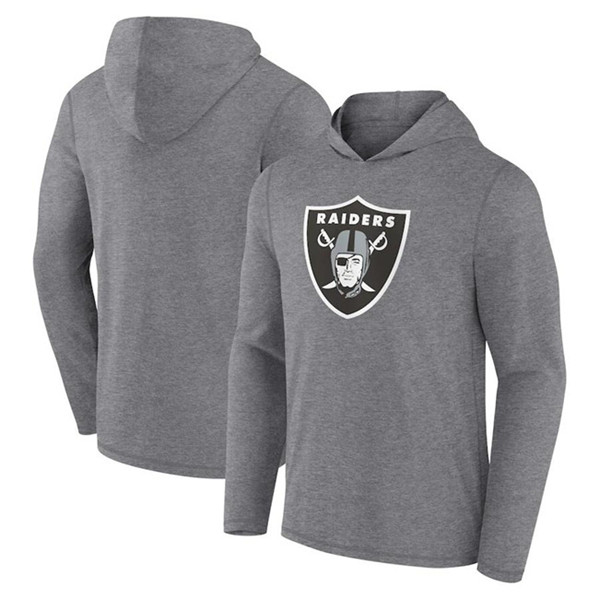 Las Vegas Raiders Heather Gray Primary Logo Long Sleeve Hoodie - Zenithce