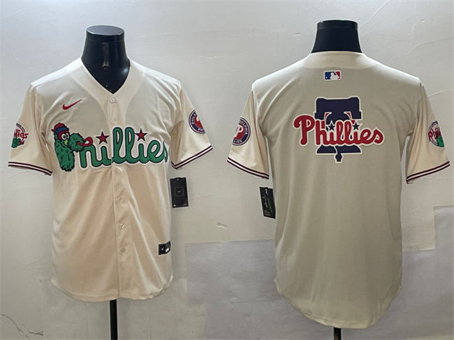 Philadelphia Phillies Team Big Logo Cream Phanatic Limited Stitched Jersey - Zenithce
