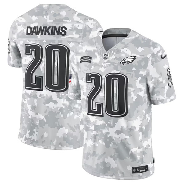 Philadelphia Eagles #20 Brian Dawkins Arctic Camo 2024 F.U.S.E. Salute To Service Limited Stitched Jersey - Zenithce