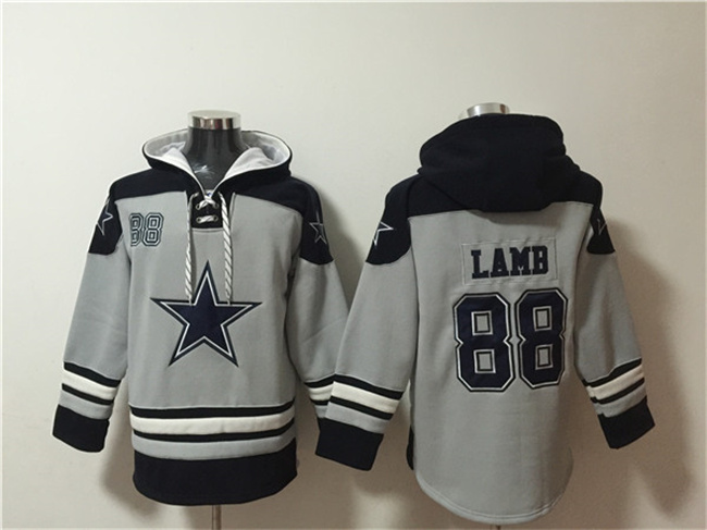 Dallas Cowboys #88 CeeDee Lamb Gray Ageless Must-Have Lace-Up Pullover Hoodie - Zenithce