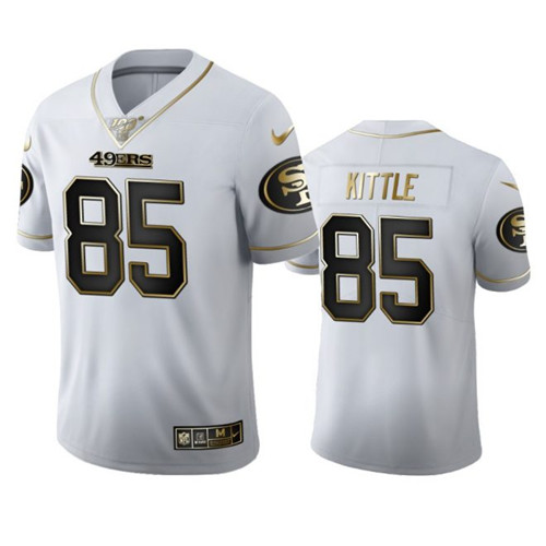 San Francisco 49ers #85 George Kittle White 2019 100th Season Golden Edition Limited Stitched Jersey - Zenithce