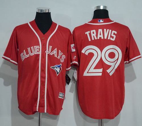 Blue Jays #29 Devon Travis Red New Cool Base Canada Day Stitched Jersey - Zenithce