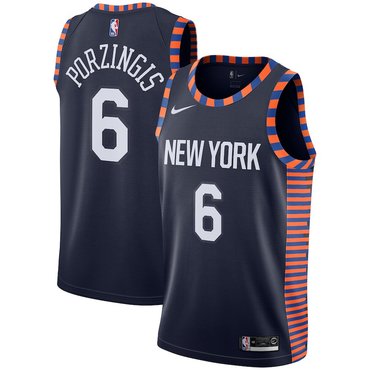 New York Knicks #6 Kristaps Porzingis Navy Blue 2018-19 City Edition Jersey - Zenithce