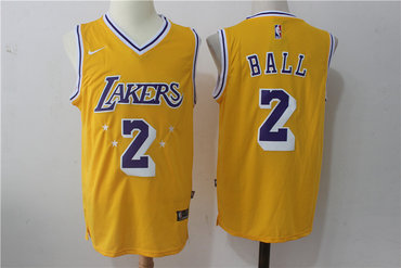 Los Angeles Lakers #2 Lonzo Ball w Purple Number Stitched Jersey - Zenithce