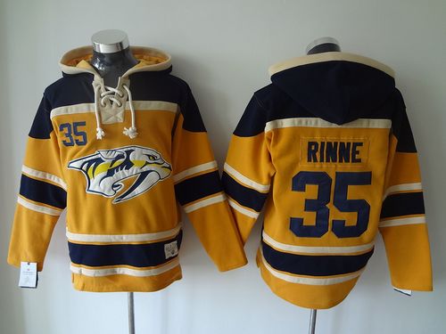 Predators #35 Pekka Rinne Yellow Sawyer Hooded Sweatshirt Stitched Jersey - Zenithce