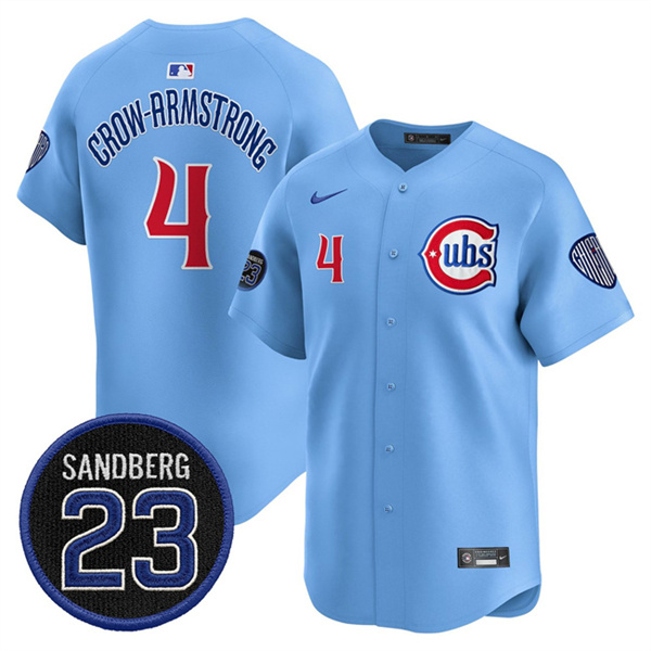 Chicago Cubs #4 Pete Crow-Armstrong Blue 'Ryne Sandberg Tribute' Vapor Limited V2 Stitched Jersey - Zenithce