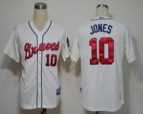 Braves #10 Chipper Jones Cream Cool Base Stitched Jersey - Zenithce