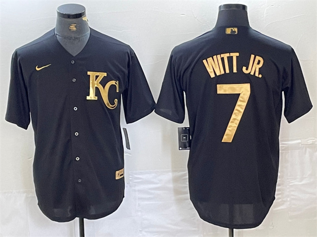 Kansas City Royals #7 Bobby Witt Jr. Black Cool Base Stitched Jersey - Zenithce