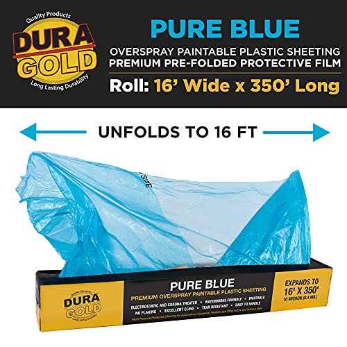 Dura-Gold Roll of Pure Blue Premium Overspray Paintable Plastic Sheeting - Zenithce