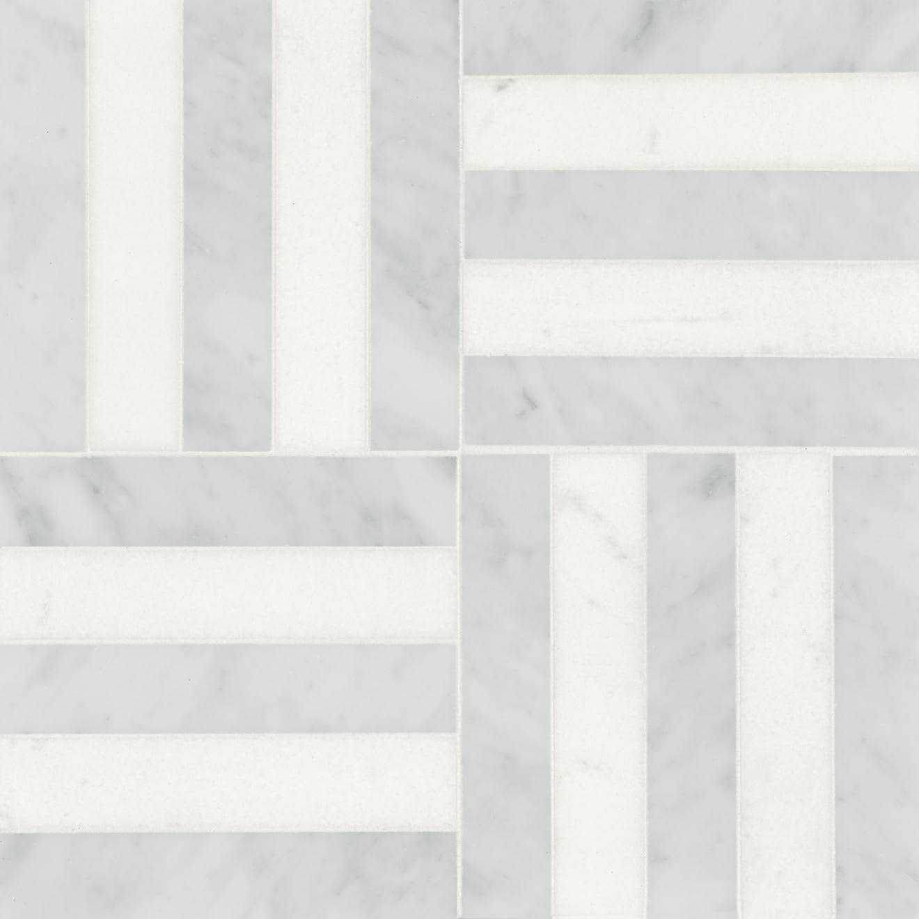 Matisse Mosaic 1 Marble Blend in White Carrara & Thassos By Bedrosian Tile & Stone - Zenithce