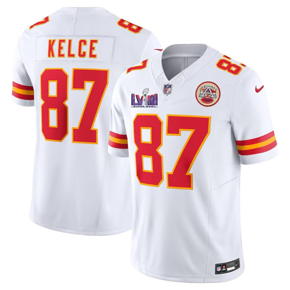 Kansas City Chiefs #87 Travis Kelce White F.U.S.E. Super Bowl LVIII Patch Vapor Untouchable Limited Stitched Jersey - Zenithce