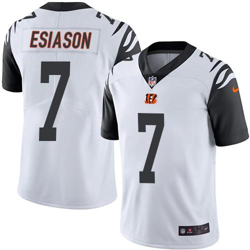 Bengals #7 Boomer Esiason White Stitched Limited Rush Nike Jersey - Zenithce