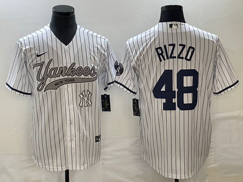 New York Yankees #48 Anthony Rizzo White With Patch Cool Base Stitched Jersey - Zenithce