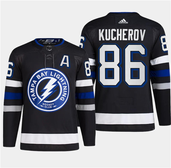 Tampa Bay Lightning #86 Nikita Kucherov Black Alternate Premier Breakaway Stitched Jersey - Zenithce