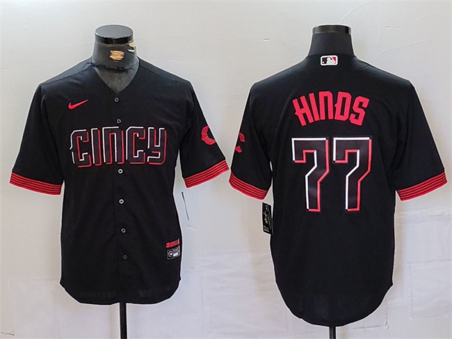 Cincinnati Reds #77 Rece Hinds Black 2023 City Connect Cool Base Stitched Jersey - Zenithce
