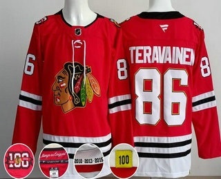 Chicago Blackhawks #86 Teuvo Teravainen Red 100 Years Anniversary Authentic Jersey - Zenithce