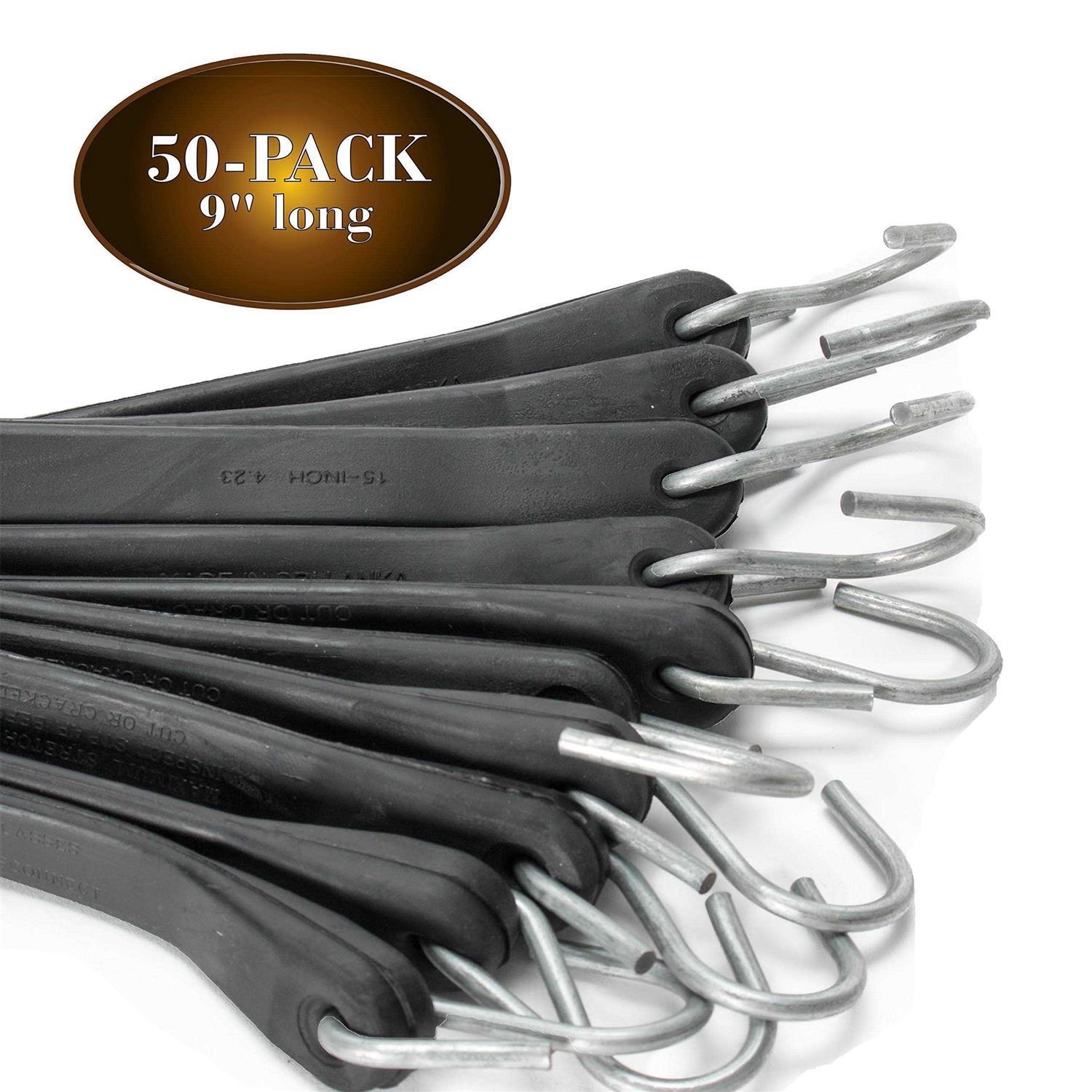 DC Cargo Mall 50 Tarp Straps Long Natural Rubber Bungee Cord Tie-Downs Ideal for Securing Tarps - Zenithce