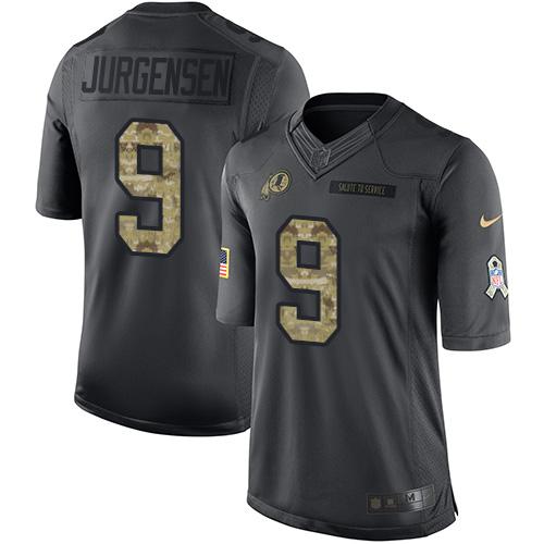 Redskins #9 Sonny Jurgensen Black Stitched Limited 2016 Salute To Service Nike Jersey - Zenithce