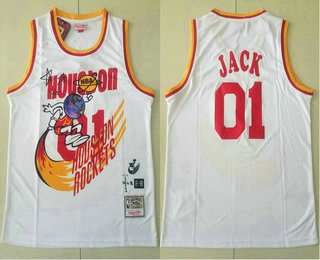 Travis Scott X Br X Mitchell Ness Houston Rockets #01 Jack White Swingman Stitched Throwback Jersey - Zenithce