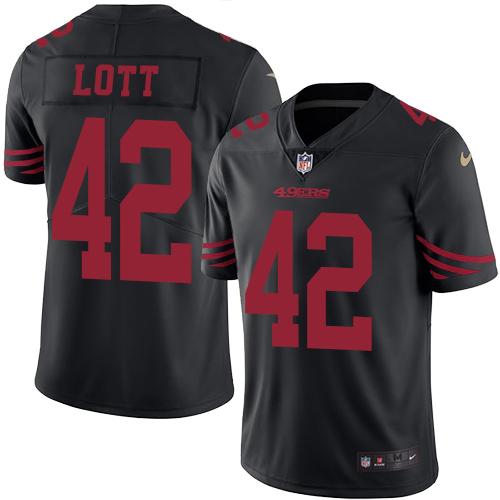 49ers #42 Ronnie Lott Black Stitched Limited Rush Nike Jersey - Zenithce