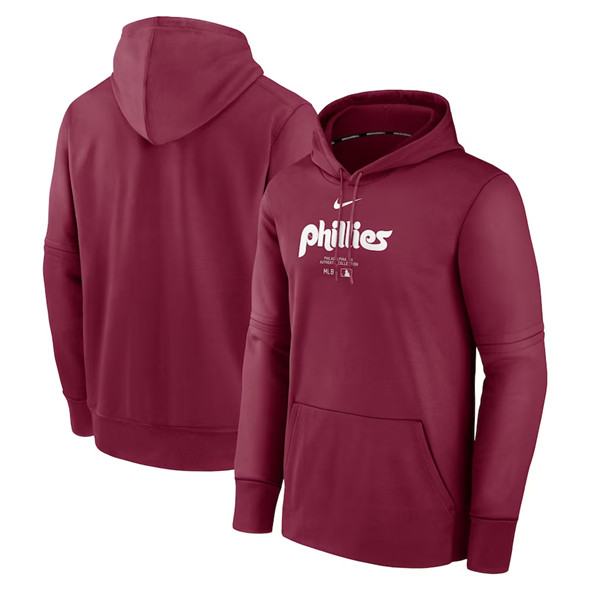 Philadelphia Phillies Burgundy Collection Practice Performance Pullover Hoodie - Zenithce