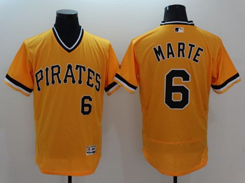Pirates #6 Starling Marte Gold Flexbase Authentic Collection Stitched Jersey - Zenithce