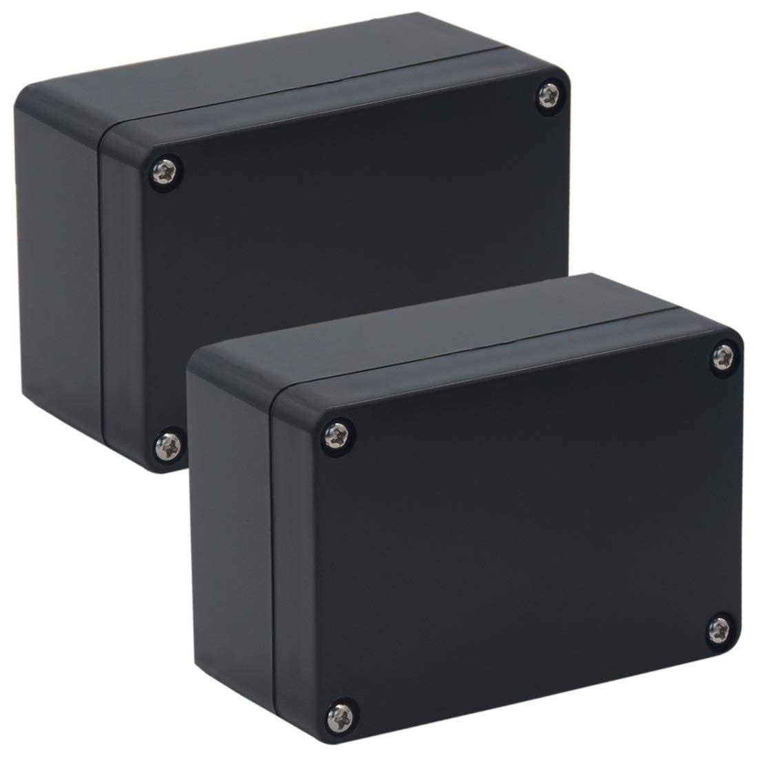 Raculety 2 Pack Project Box Ip65 Waterproof Junction Box Abs Plastic Black Electrical Boxes Diy Electronic Project Case Power Enclosure - Zenithce