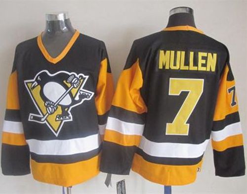 Penguins #7 Joe Mullen Black CCM Throwback Stitched Jersey - Zenithce