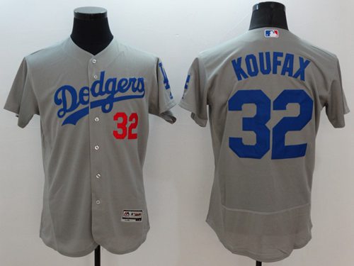Dodgers #32 Sandy Koufax Grey Flexbase Authentic Collection Stitched Jersey - Zenithce