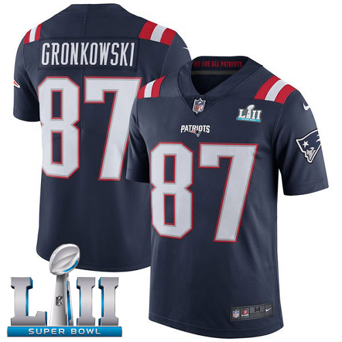 New England Patriots # 87 Rob Gronkowski Black Super Bowl LII Bound Game Jersey - Zenithce