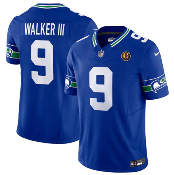 Seattle Seahawks #9 Kenneth Walker III Royal 2023 F.U.S.E. Throwback With John Madden Patch Vapor Limited Stitched Jersey - Zenithce
