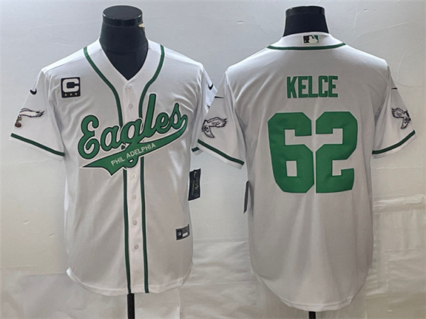 Philadelphia Eagles #62 Jason Kelce White With C Patch Cool Base Stitched Jersey - Zenithce