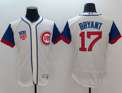 Cubs #17 Kris Bryant Cream Blue Flexbase Authentic Collection 1942 Turn Back The Clock Stitched Jersey - Zenithce