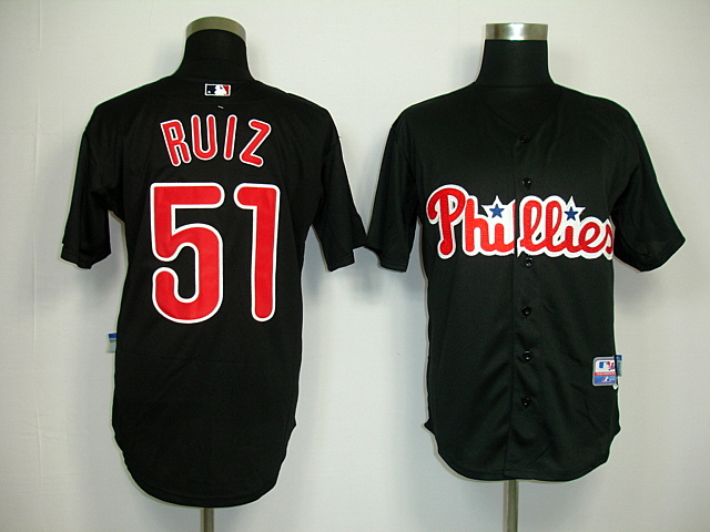 Phillies #51 Carlos Ruiz Black Stitched Jersey - Zenithce