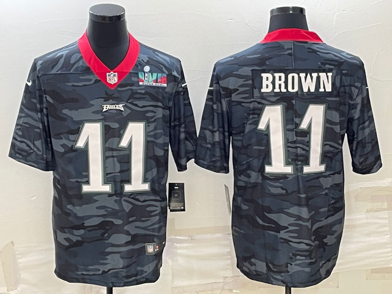 Philadelphia Eagles #11 A. J. Brown Camo Super Bowl LVII Patch Limited Stitched Jersey - Zenithce