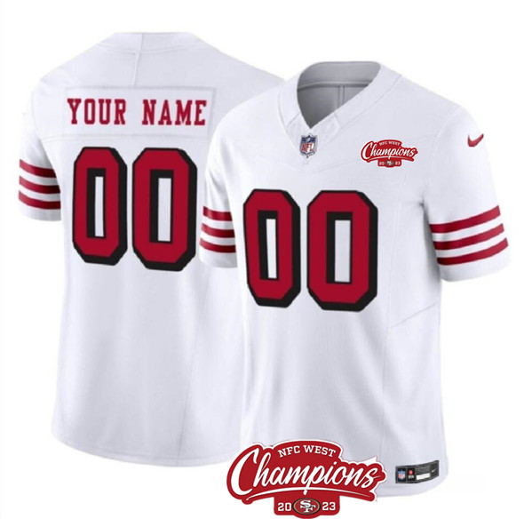 San Francisco 49ers Custom White 2023 F.U.S.E. NFC West Champions Patch Alternate Stitched Jersey - Zenithce