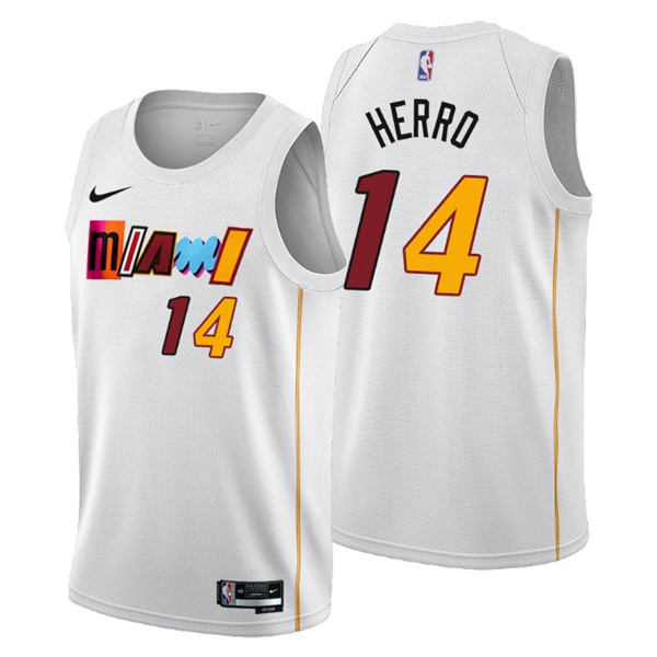 Miami Heat #14 Tyler Herro 2022-23 White City Edition Stitched Jersey - Zenithce
