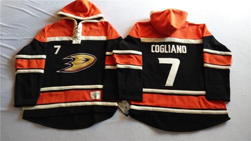 Ducks #7 Andrew Cogliano Black Sawyer Hooded Sweatshirt Stitched Jersey - Zenithce