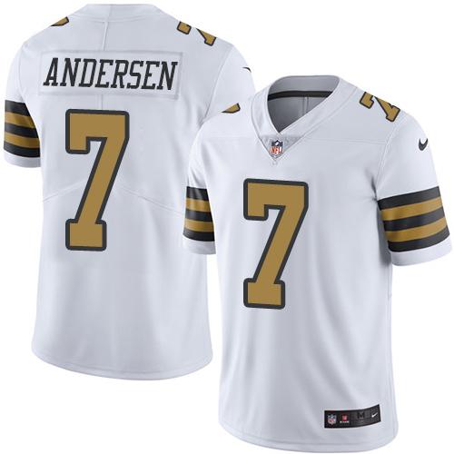 Saints #7 Morten Andersen White Stitched Limited Rush Nike Jersey - Zenithce