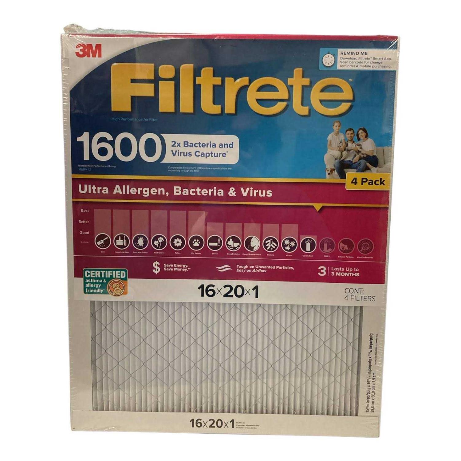 Filtrete Ultra Allergen 2X Bacteria Virus Filter - Zenithce