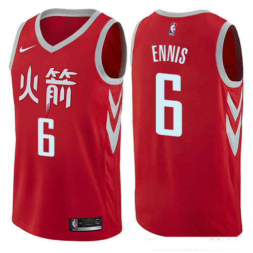 Houston Rockets #6 Tyler Ennis Red Stitched Swingman Jersey City Edition - Zenithce