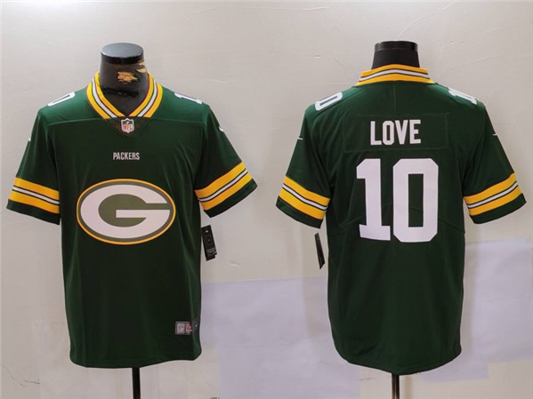 Green Bay Packers #10 Jordan Love Green Big Logo Vapor Limited Stitched Jersey - Zenithce