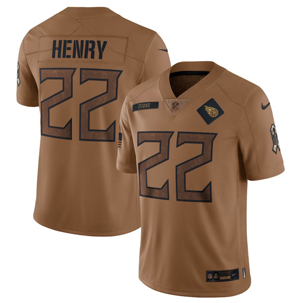 Tennessee Titans #22 Derrick Henry 2023 Brown Salute To Service Limited Stitched Jersey - Zenithce
