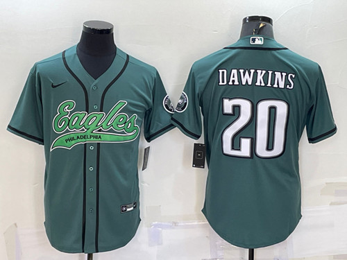 Philadelphia Eagles #20 Brian Dawkins Green With Patch Cool Base Stitched Baseball Jersey - Zenithce