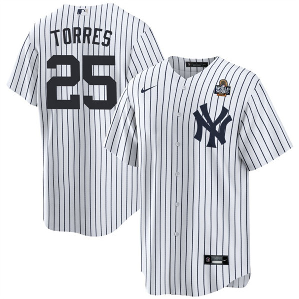 New York Yankees #25 Gleyber Torres White 2024 World Series With Name Cool Base Stitched Jersey - Zenithce