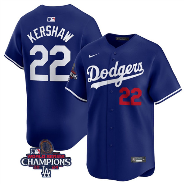 Los Angeles Dodgers #22 Clayton Kershaw Royal 2024 World Series Champions Alternate Limited Stitched Jersey - Zenithce
