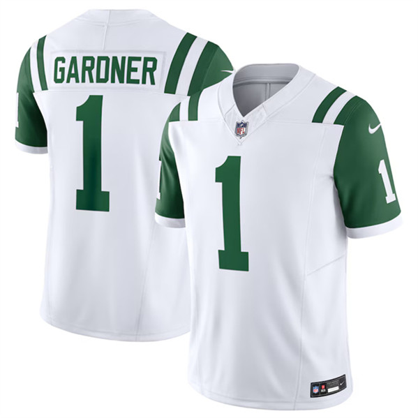 New York Jets #1 Ahmad Sauce Gardner White 2024 Classic Alternate Vapor F.U.S.E. Limited Stitched Jersey - Zenithce