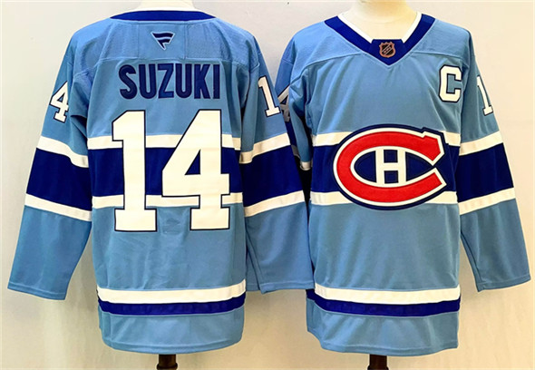 Montreal Canadiens #14 Nick Suzuki Blue 2023-24 Reverse Retro Stitched Jersey - Zenithce