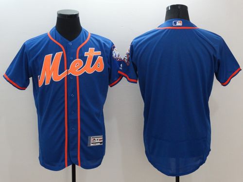 Mets Blank Blue Flexbase Authentic Collection Stitched Jersey - Zenithce